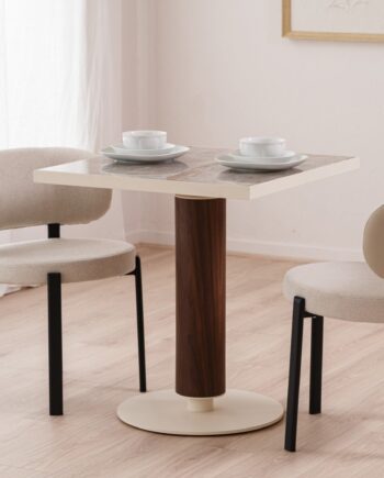 Mesa de comedor cuadrada CAFE cerámica con madera fresno VP Interiorismo