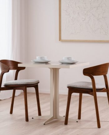 Mesa de comedor cuadrada CAFE cerámico y metal beige VP Interiorismo