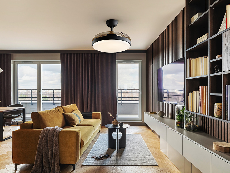 Ventilador VENTURI Negro de aspas retráctiles 36w Led CCT Dimable Schuller