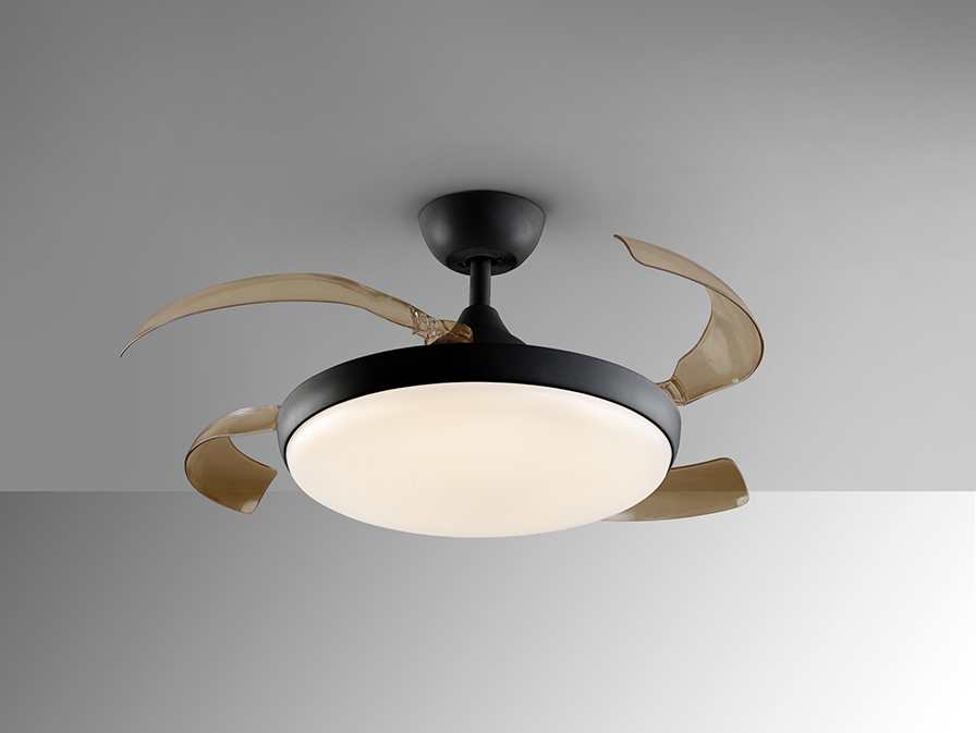 Ventilador VENTURI Negro de aspas retráctiles 36w Led CCT Dimable Schuller