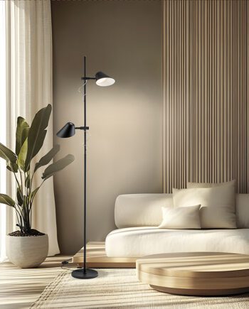 Lámpara de pie salón ESINO negro 20W Led táctil y dimable Schuller