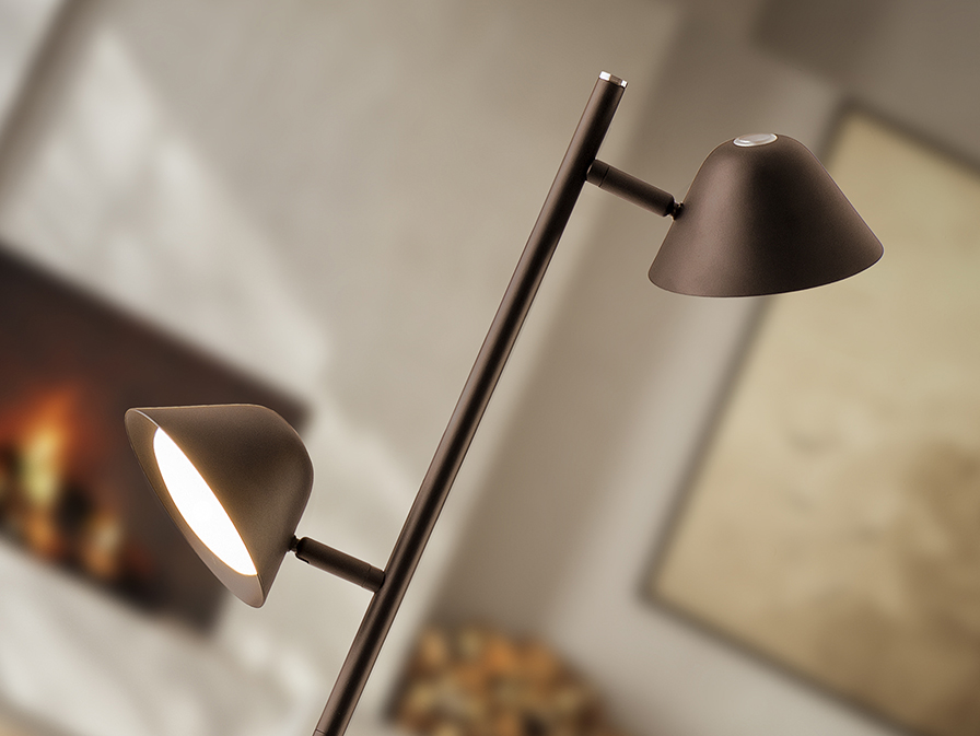 Lámpara de pie TAROS bronce 20W Led táctil y mando distancia dimable Schuller