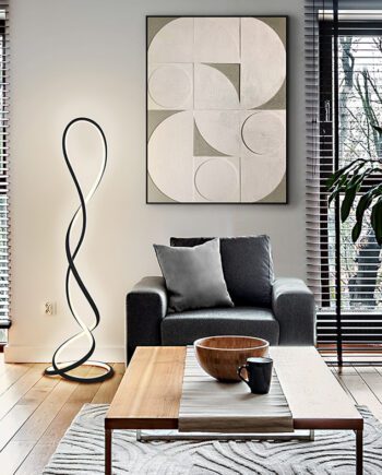 Lámpara de pie salón EVANIA negro con regulador de 64W Led Schuller