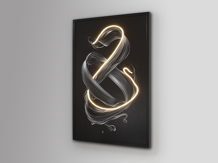 CINETIC - Lienzo impreso sobre tabla y con marco negro con 24W Led Schuller