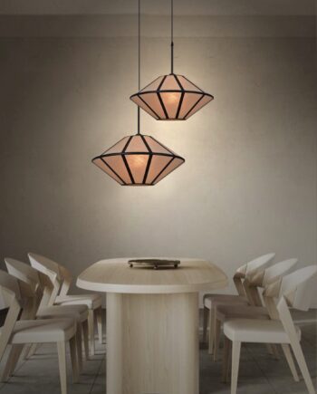 Lámpara de pantalla PREMIUM diseño geométrico piedra con vivos negros Silvioss