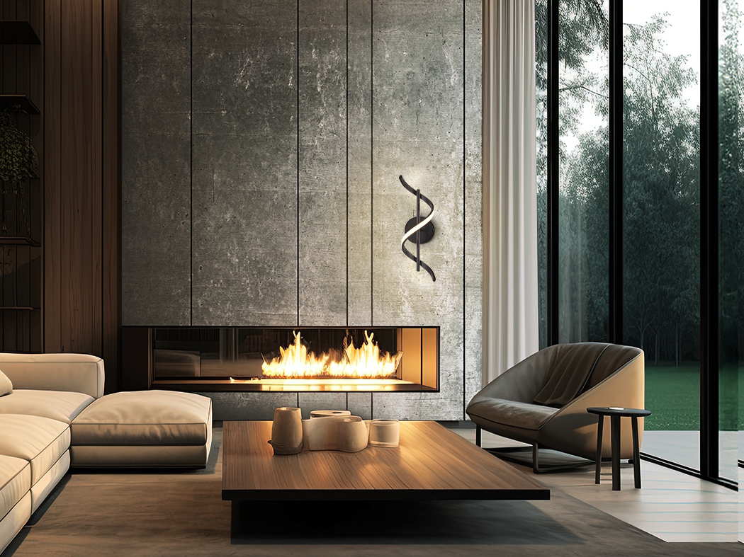 Aplique de pared BOA metal negro mate con 13W Led Schuller