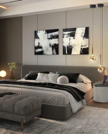 Mesita de noche IZA redonda caqui claro con dos cajones Schuller