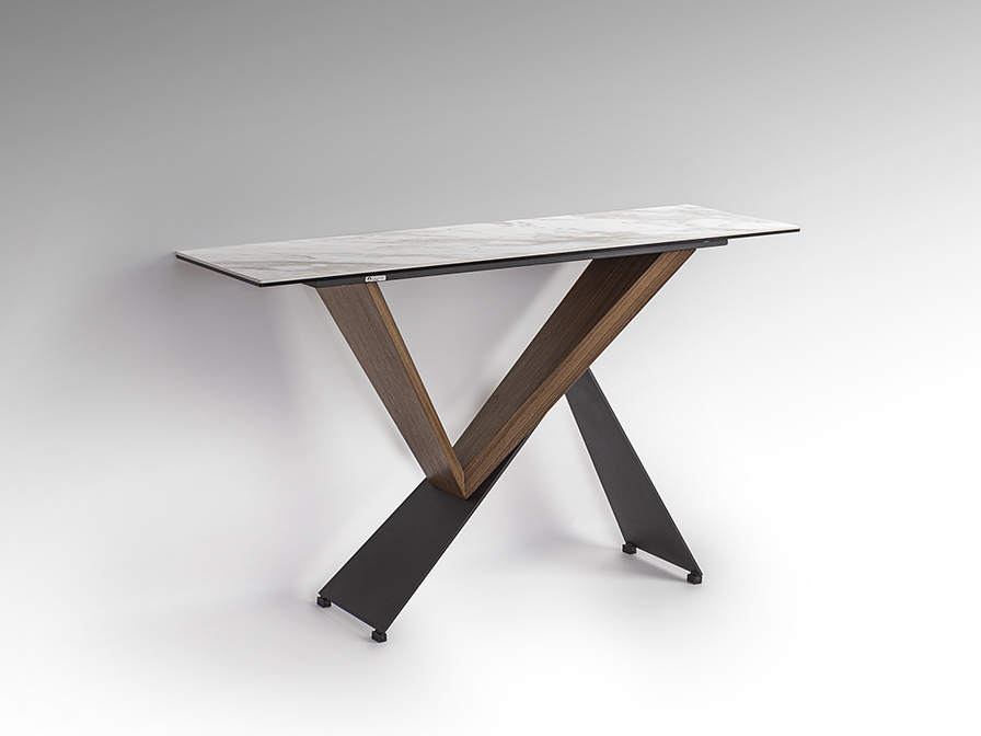 Consola NOA metálica negra con tapa porcelánica marmol brillo Schuller