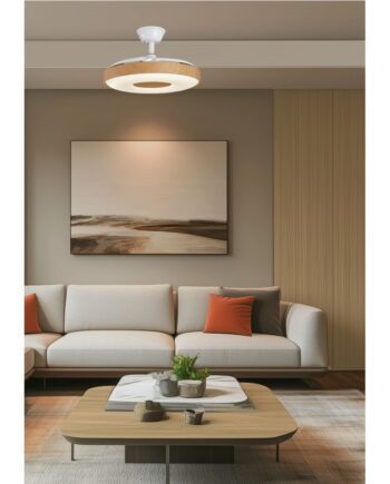 Ventilador PARIS madera haya y aspas retráctiles blancas Jueric