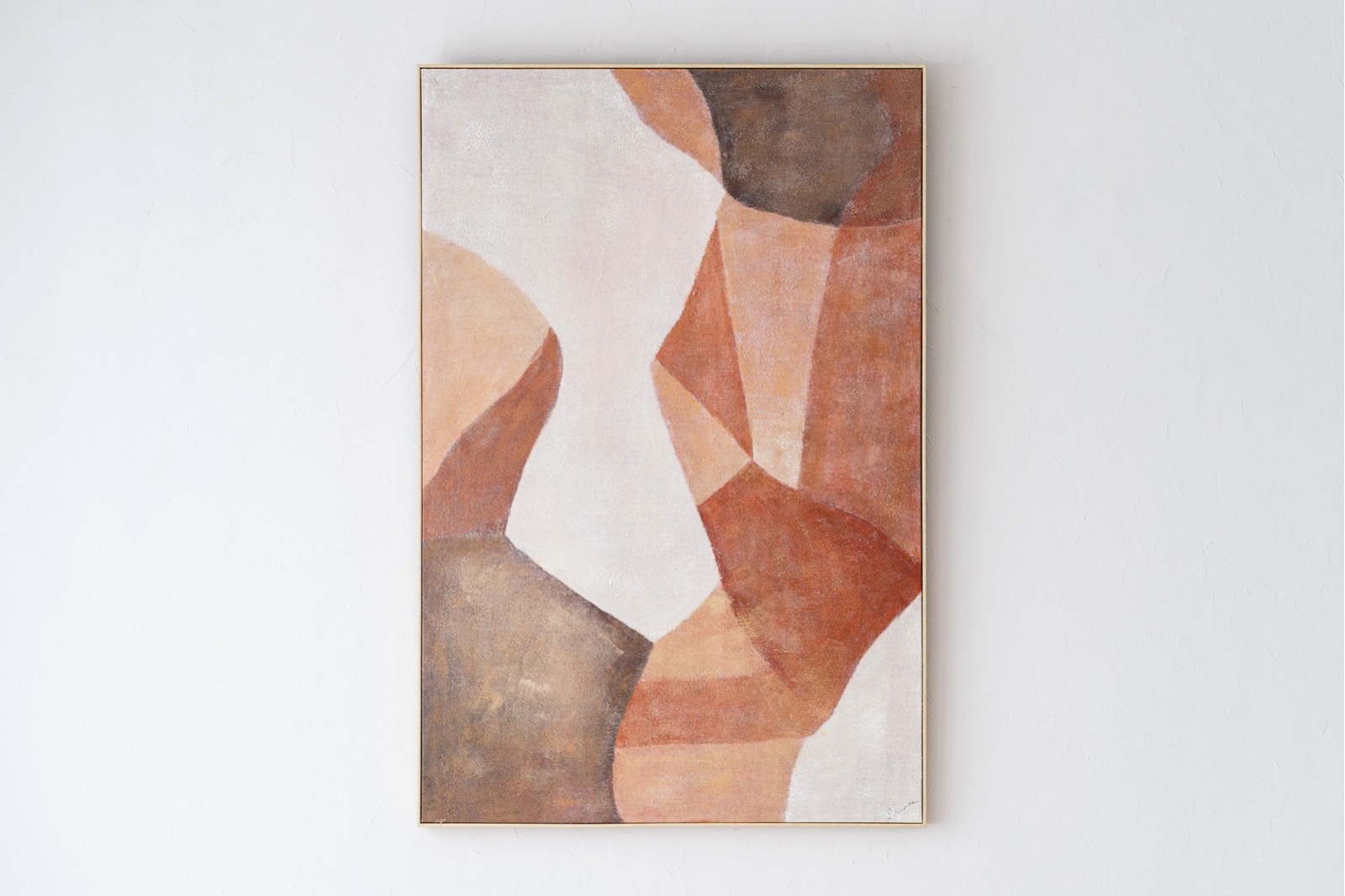 Cuadro ABSTRACTO SOMBRAS EN OCRE N2 con marco natural VP Interiorismo