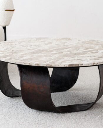 Mesa de centro MAYA metal óxido y mármol VP Interiorismo