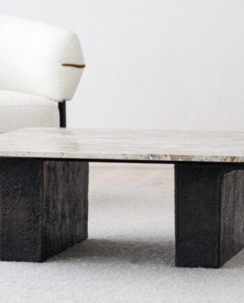 Mesa de centro CUADRADA metal óxido y mármol VP Interiorismo