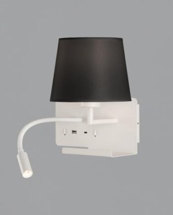 HOLD: Set de dos apliques blanco con Lector a la Derecha e Izquierda, pantallas negras y cargador USB 16/3664 Acb Iluminación.