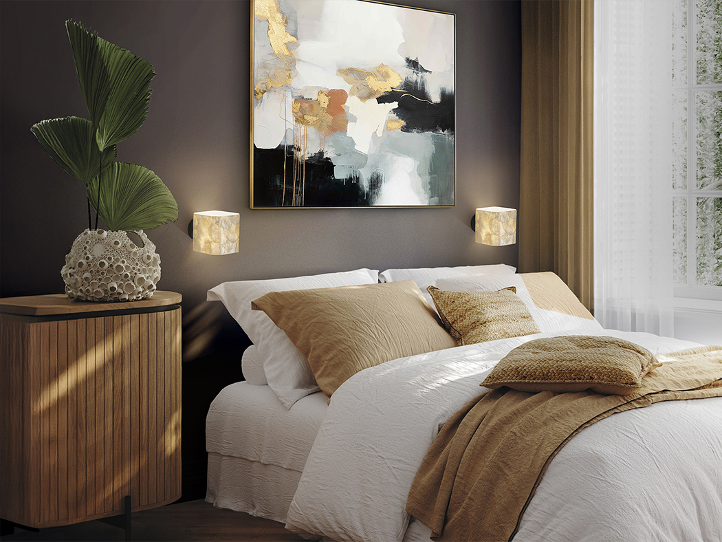 Aplique de pared NAKAR negro con tulipa nácar bombilla Led G9 Schuller