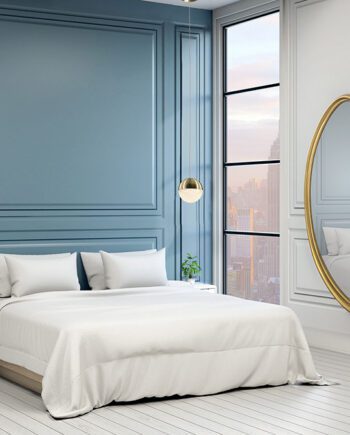 Espejo BRIGITTE irregular con marco PU dorado Schuller