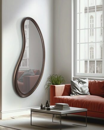 Espejo BRIGITTE irregular con marco PU bronce oscuro Schuller