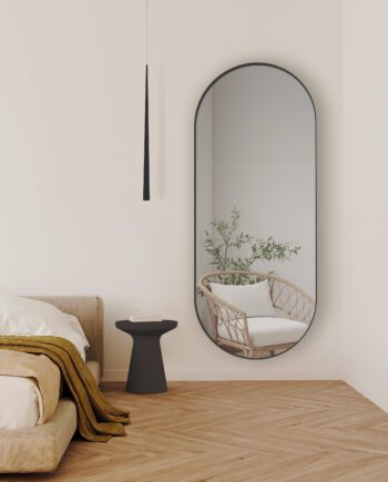 Espejo DANIELA ovalado de marco negro texturizado sin luz Acb Iluminación