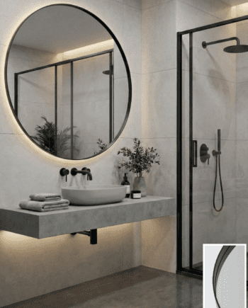 Espejo BARI con marco negro retro iluminado redondo 25W Led luz cálida Acb Iluminación